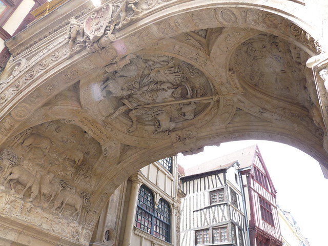 decoration in arch beneath Gros Horloge, Rouen