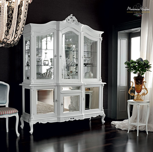 Modular-glass-cabinet-with-mirror-doors-classic-style-Casanova-collection-Modenese-Gastone | by MODENESE GASTONE