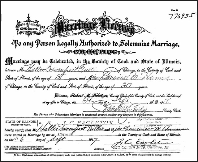 HANNAN, Genevieve - TULLIS, Charles: Marriage License