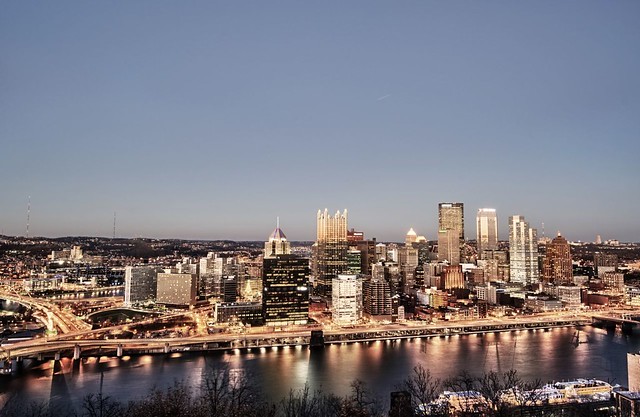 Pittsburgh skyline at the blue hour HDR