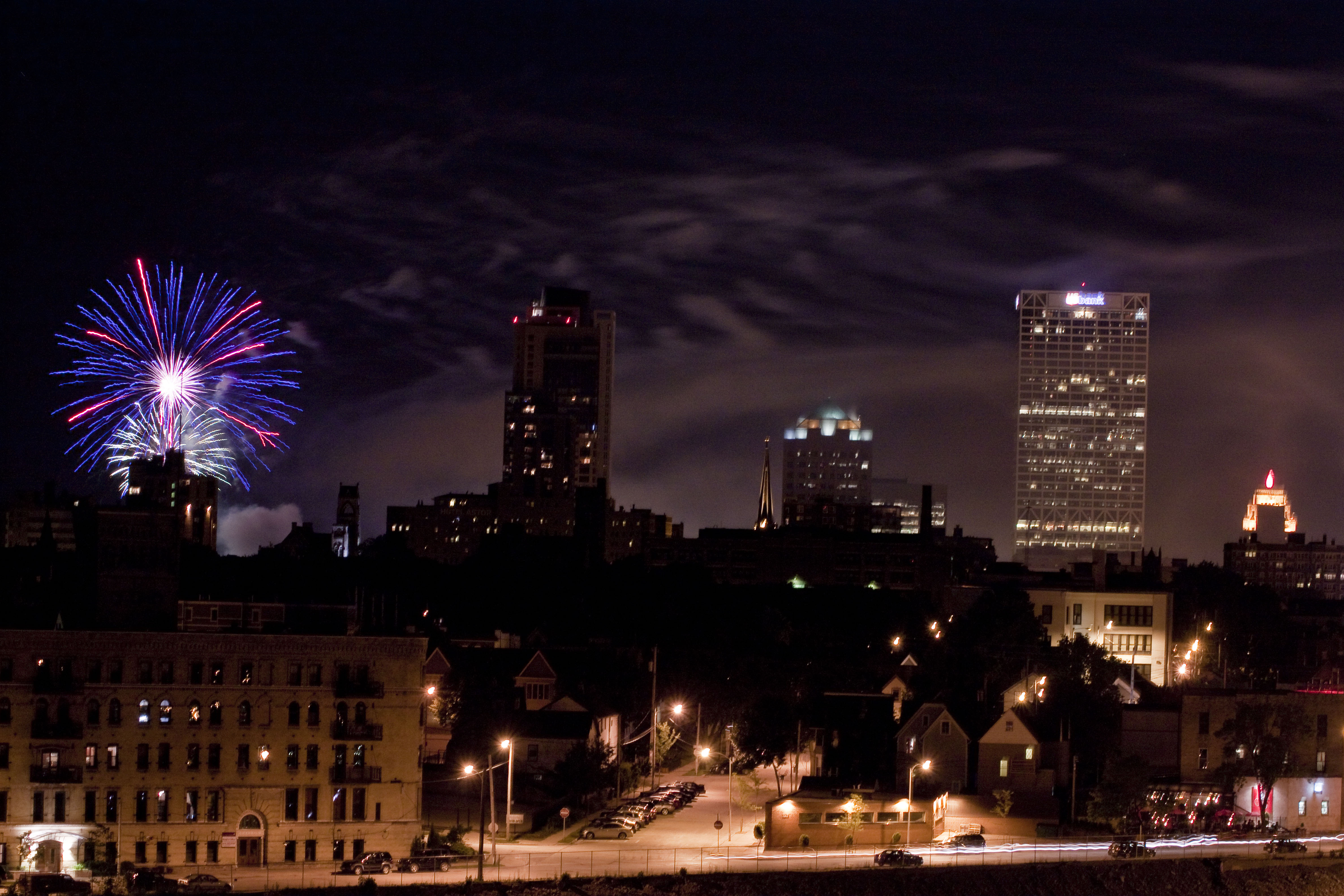 Fireworks above the Milwaukee Skyline.