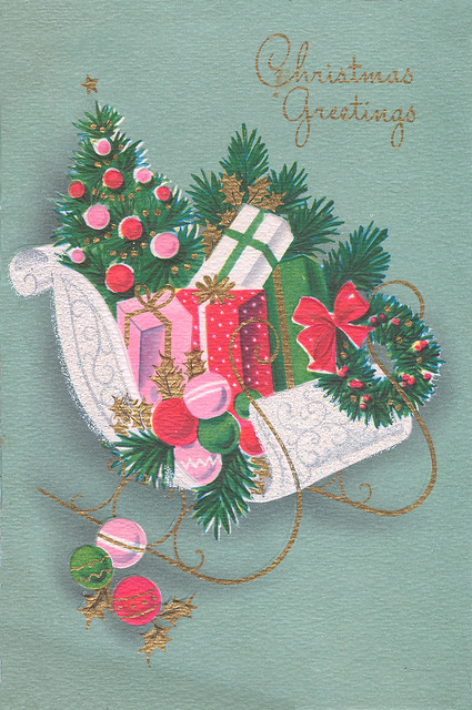 White Sleigh with Pink & Jade Green