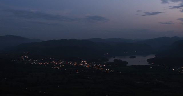 Derwent Water and Keswick in the gloaming