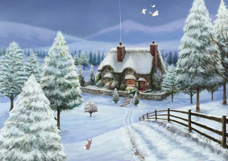 Christmas ecard - Snowy cottage