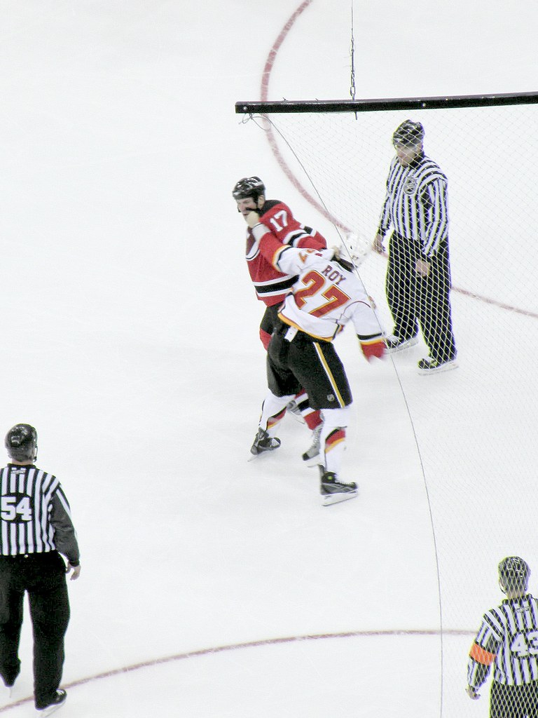 Michael Rupp vs. Andre Roy | New Jersey Devils vs. Calgary F… | Flickr