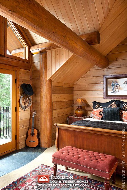 Second Story Bedroom | Custom Log Home | PrecisionCraft Log Homes