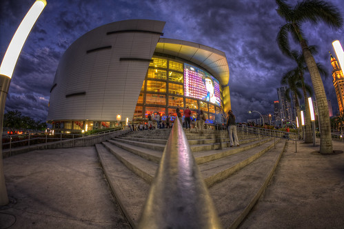 night clouds florida cloudy miami arena american airlines hdr