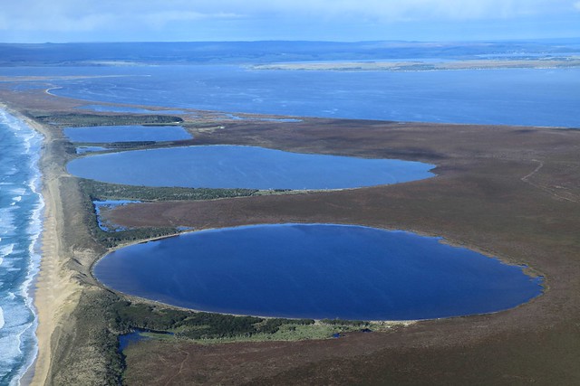 New Zealand Chatham Island Lakes and Te Whanga Lagoon from the Air
