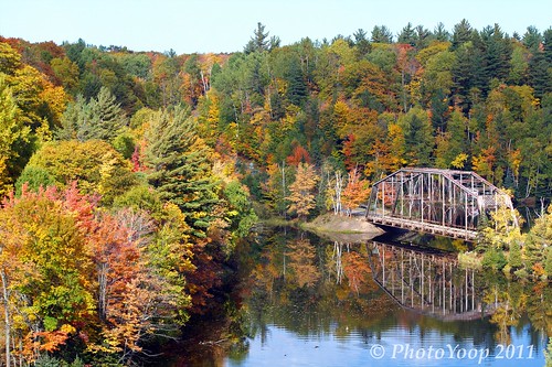 bridge autumn reflection fall water colors leaves river seasons changing marquette span puremichigan mygearandme