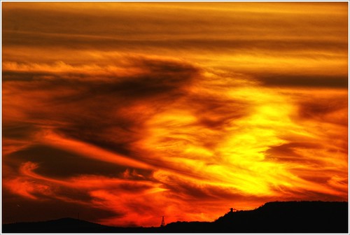Sky In Flames by Images ● Fantasy, blue sunset red yellow spain artistic alicante puestadesol tone elda tonal tono postadesol alacant w