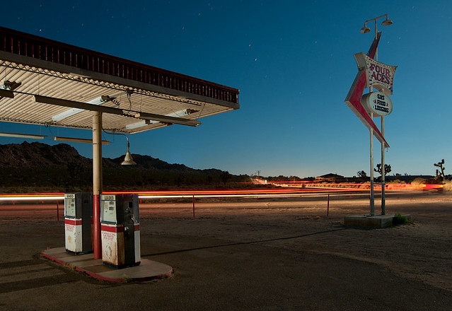 Gas Food Lodging | Gas pumps & sign at the 