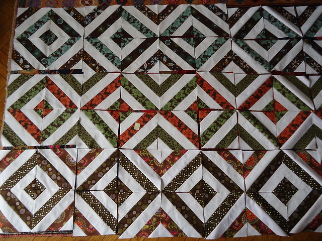 Work in progress, Double hour glass quilt, Fabric Traditions