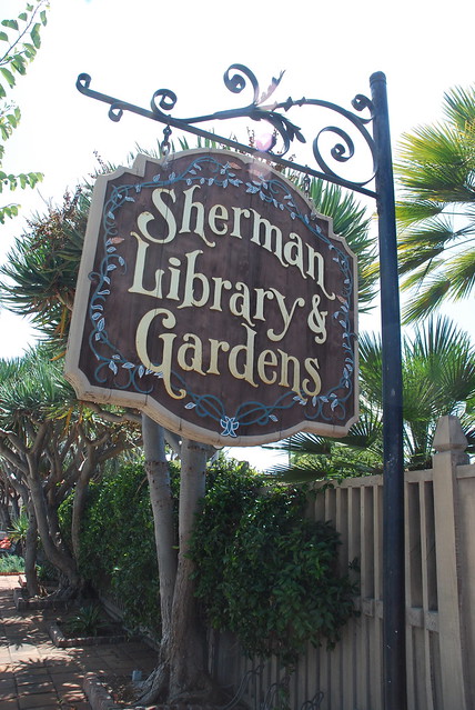 Sherman Library & Gardens Sign at Entrance