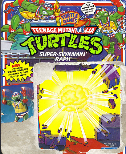 "TURTLE GAMES" TEENAGE MUTANT NINJA TURTLES :: SUPER-SWIMMIN' RAPH .. card backer i (( 1992 )) by tOkKa