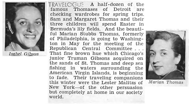 Travel Plans for Alf Thomas and Truman Gibson families - Jet Magazine, April 9, 1953