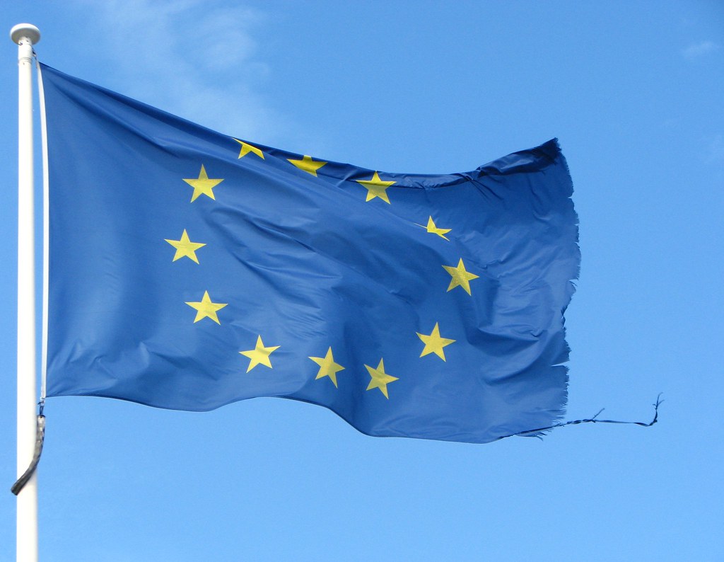 Image of Old Frayed European Flag