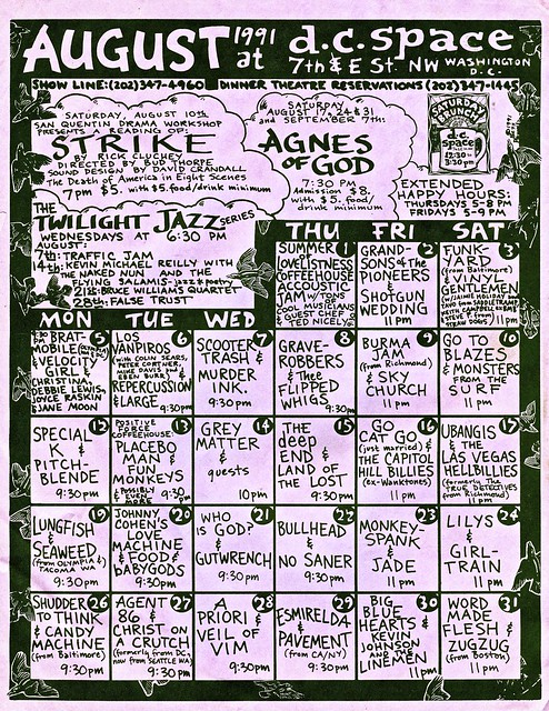 D.C. Space Monthly Schedule - August 1991