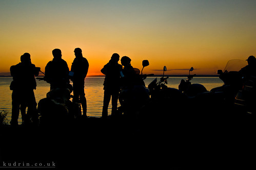 sunset sea summer people lake bike festival nikon watch d70s august siberia shore motorcycle biker ob tamron 2875