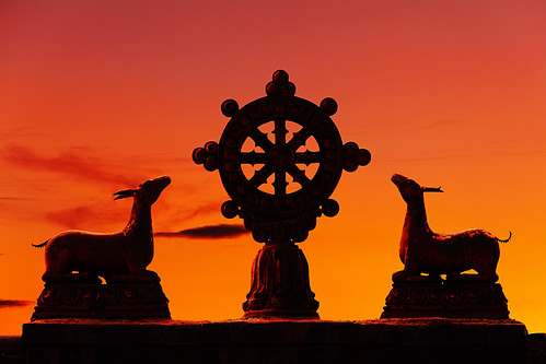 The Sentinels by Nanulak, Statues guard the gateway of Zayain Khuree Monastery in Tsetserleg.sunset art statue museum architec