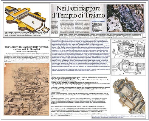 Rome - Temple of Divine Trajan (1995-2011): Nei Fori riappare il Tempio di Traiano. Riappare non lontano dal Foro e dalla Colonna di Traiano.  Il Messaggero (02/09/2011), p. 1 & 31.