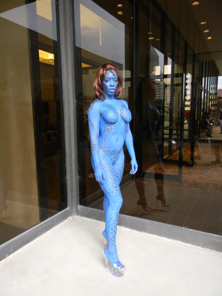 Mystique from the X-Men, This body paint must have taken ho…