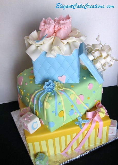 Baby Shower Stacked Gift Boxes Cake