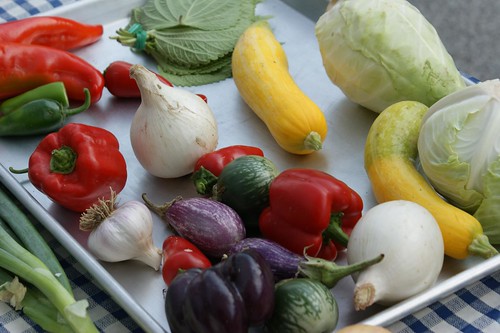 Vegetables on a tray