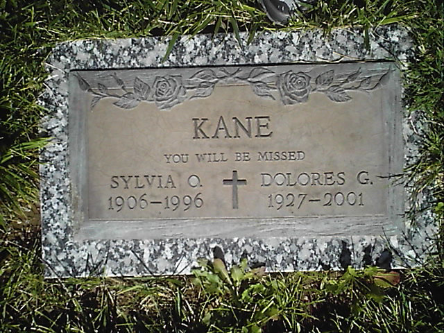 KANE, Sylvia and Dolores:  Gravestone