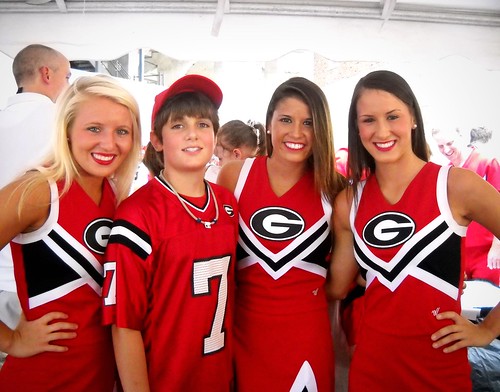my son with UGA cheerleaders