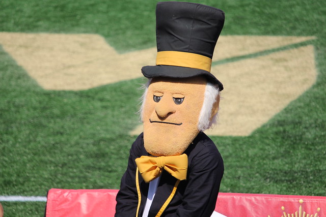 Another picture of the Wake Forest University mascot: the Demon Deacon
