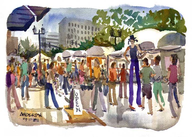 Stilt Walker, Saint Louis Art Fair I started this sketch