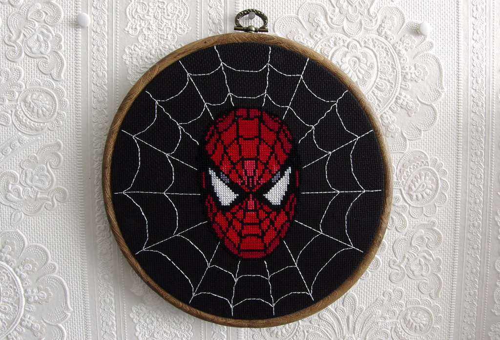 crossstitch, cross, stitch, embroidery, spiderman, marvel, xstitch.