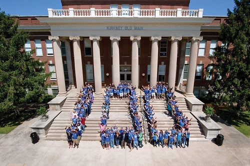 Celebrating the Centennial on the steps of historic Kirksey Old Main