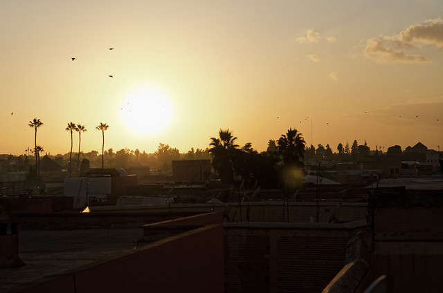Sun setting over Marrakesh