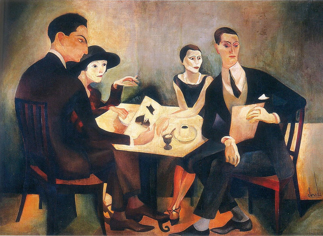 Almade Negreiros, Jose de (Portuguese, 1893-1970)   - Selfportrait in a Group  -  1925