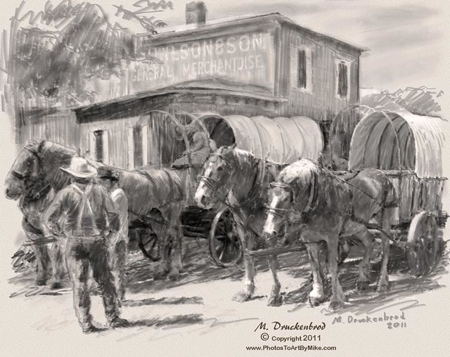 National Pike Festival, old country store pencil drawing
