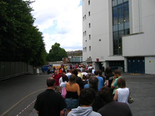 queueing to get in