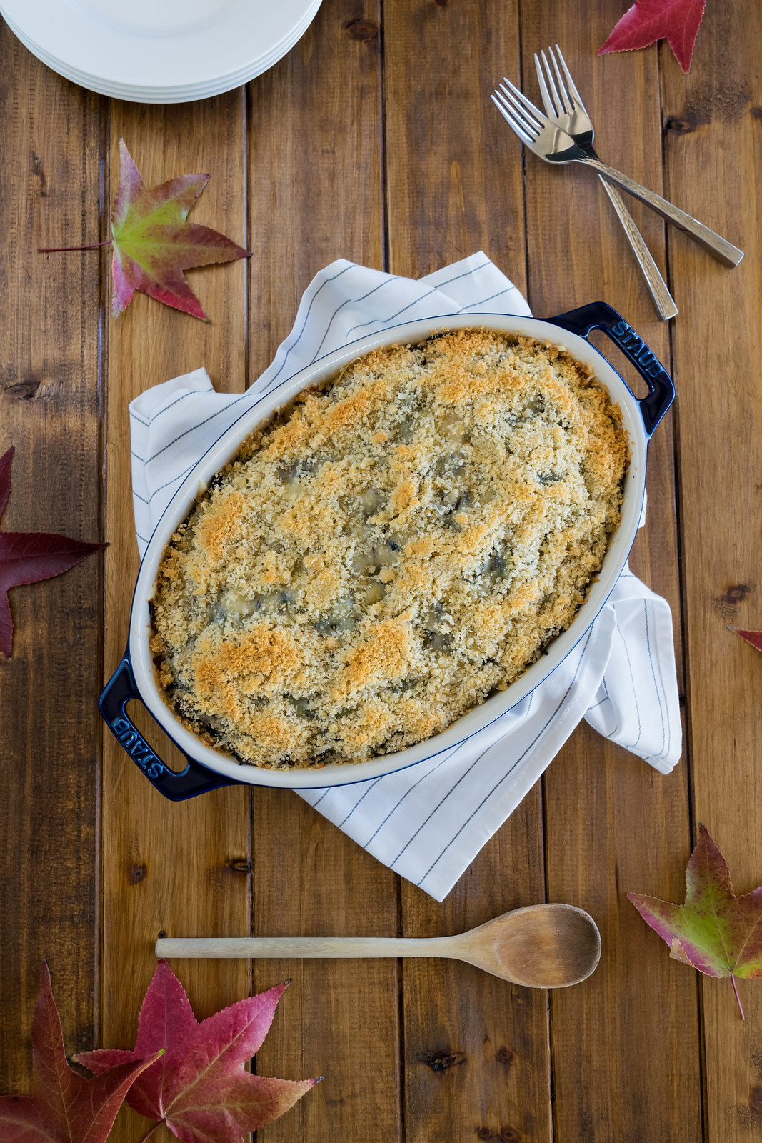 wild rice gratin with kale, caramelized onions, and emmentaler
