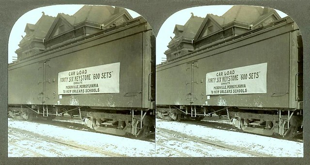 A TRAIN LOAD of 3-D -- A Box Car with 27,600 Stereoviews for Schools in NEW ORLEANS, LA