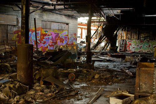 building graffiti site rust ruins nh hazardous burned collapsed delapidated tannery