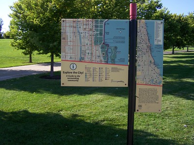 Map-wayfinding sign, Lakefront Trail, Chicago
