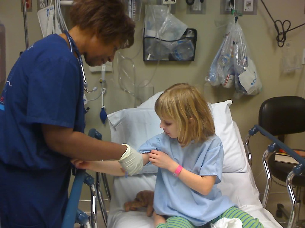 Emily getting an IV, 2008