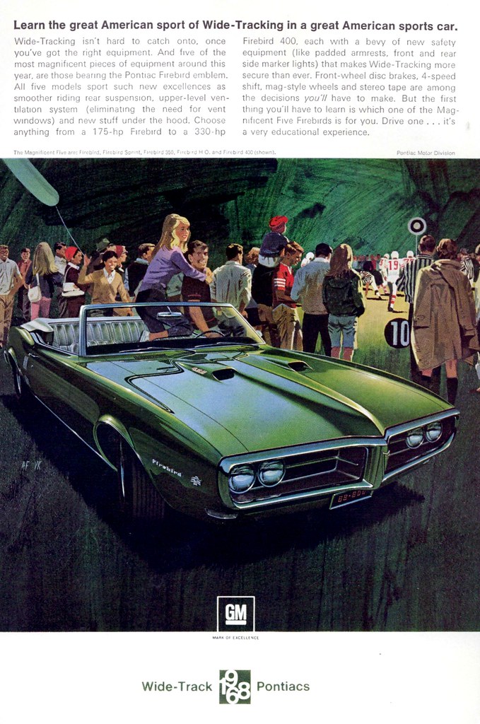 1968 Pontiac Firebird 400 Convertible Friday Night Original Print Ad-8.5 x 11" 