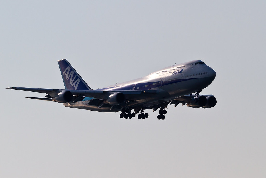 ANA B747-400D on final for R/W34L.