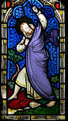 sam, 06/18/2011 - 14:25 - Devil - Detail Temptation of Jesus, cloisters. Gloucester Cathedral 18/06/2011