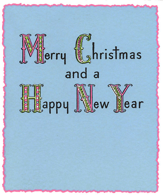 Merry Christmas in Light Blue with Pink