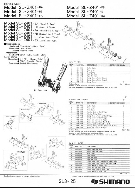 Shimano SL Z401-S _ stem shifters