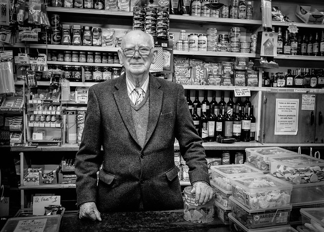 Traditional Irish shopkeeper