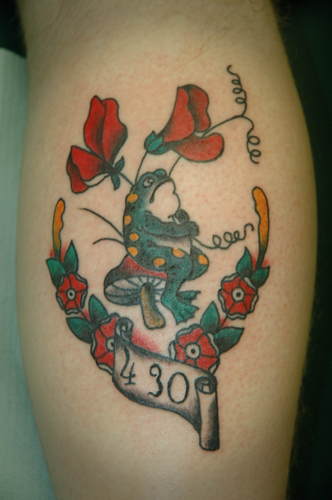 Toad on Toadstool with Sweet Pea Flower tattoo by KeelHaul… | Flickr