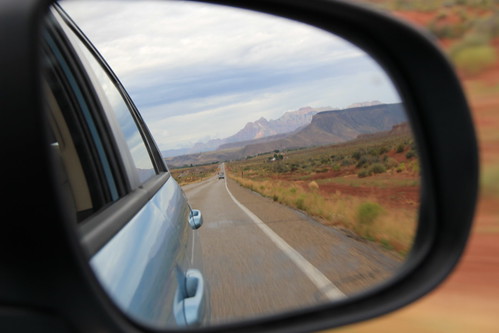 Rear-view mirror of Zion mountains | by daveynin